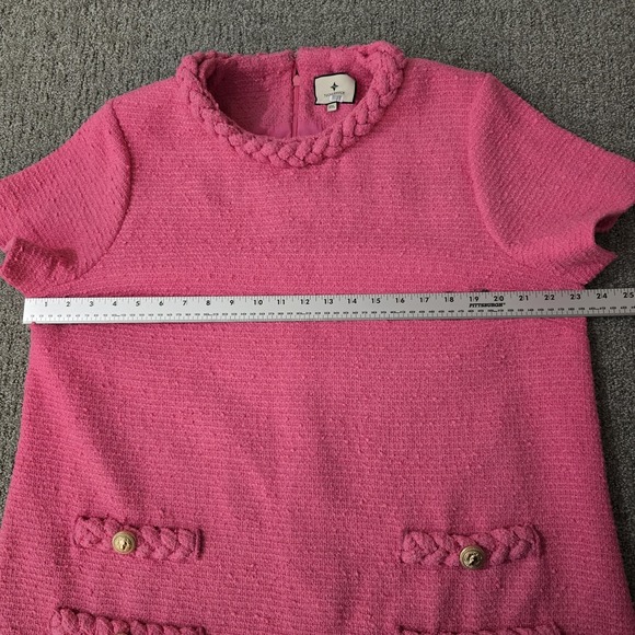 Tuckernuck Jackie Tweed Dress Womens XXL Pink Gold Button Short Sleeve Preppy - Picture 6 of 7